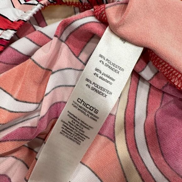 Chico’s Modern Movement Cold Shoulder Top Colorful 70’s Groovy Women’s Medium - Picture 9 of 11